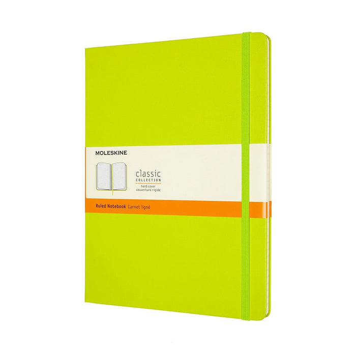 Moleskine Classic Notebook, 190mm x 250mm XL Size, Ruled, Hard Cover, Lemon Green CXMQP090C2