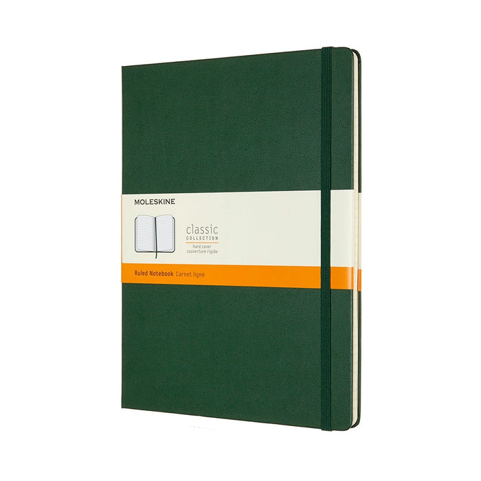 Moleskine Classic Notebook, 190mm x 250mm XL Size, Ruled, Hard Cover, Myrtle Green CXMQP090K15