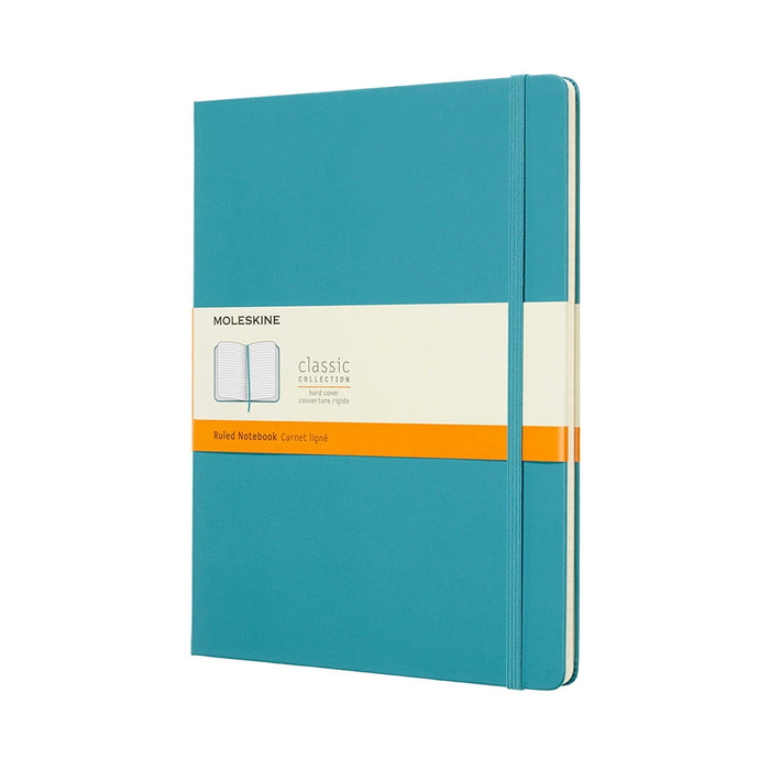 Moleskine Classic Notebook, 190mm x 250mm XL Size, Ruled  Hard Cover, Reef Blue CXMQP090B35