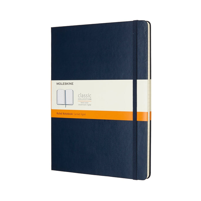 Moleskine Classic Notebook, 190mm x 250mm XL Size, Ruled, Hard Cover, Sapphire Blue CXMQP090B20