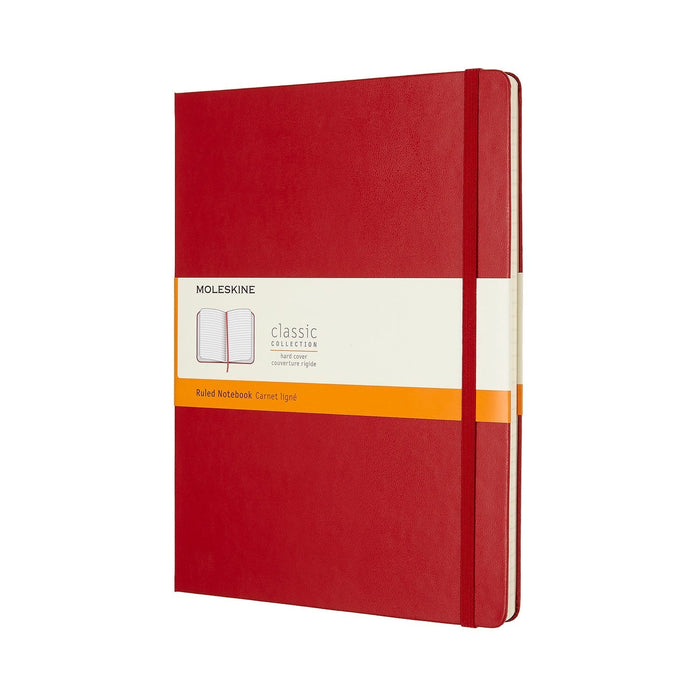 Moleskine Classic Notebook, 190mm x 250mm XL Size, Ruled, Hard Cover, Scarlet Red CXMQP090F2