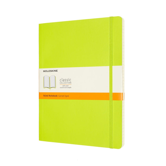 Moleskine Classic Notebook, 190mm x 250mm XL Size, Ruled, Soft Cover, Lemon Green CXMQP621C2