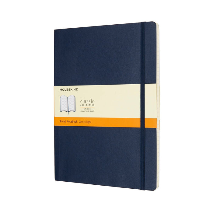 Moleskine Classic Notebook, 190mm x 250mm XL Size, Ruled, Soft Cover, Saphire Blue CXMQP621B20