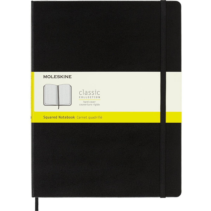 Moleskine Classic Notebook, 190mm x 250mm XL Size, Squared, Hard Cover, Black CXMQP091