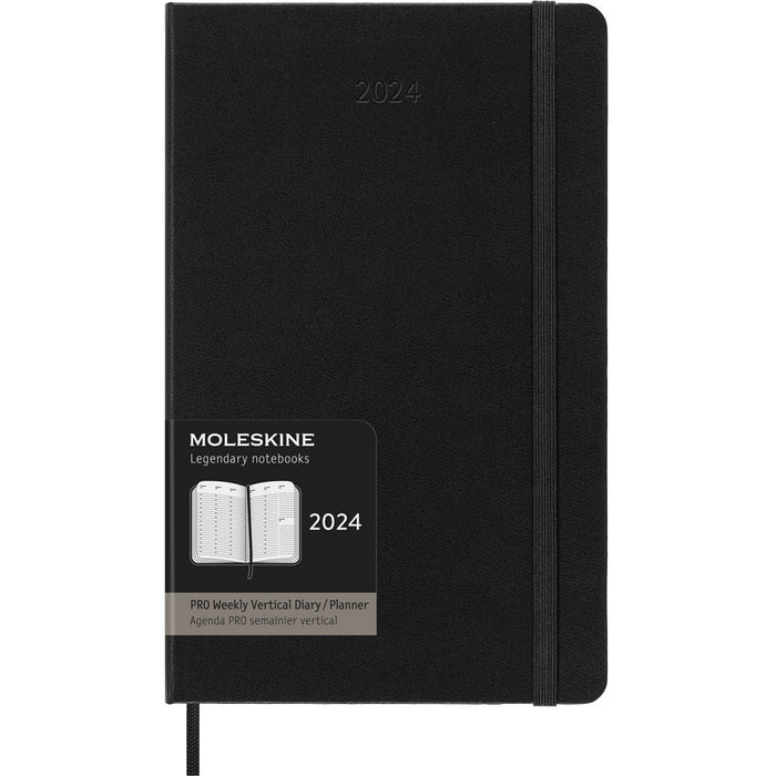 Moleskine Diary 12 Month Professional Weekly Vertical, 130mm x 210mm Large Size, Hard Cover, Black CXMDHB12PRO3Y24