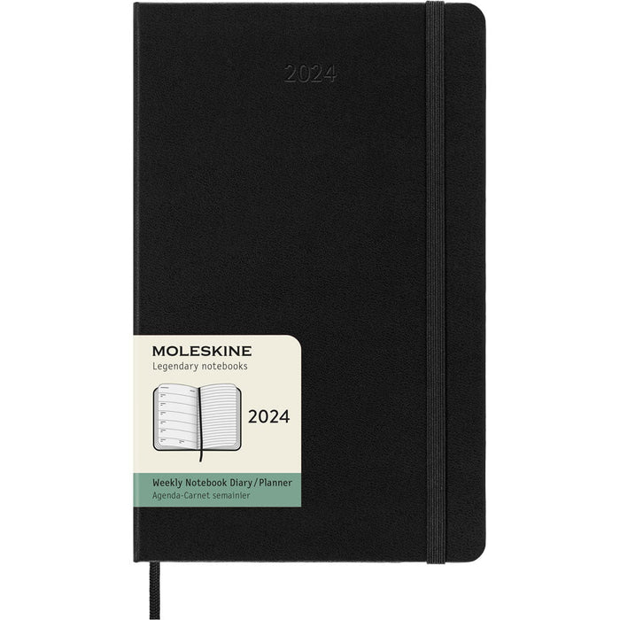 Moleskine Diary 12 Month Weekly + Notes, 130mm x 210mm Large Size, Hard Cover, Black CXMDHB12WN3Y24