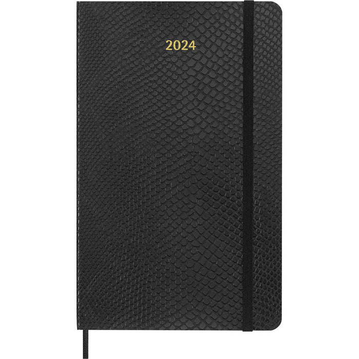 Moleskine Diary 12 Month Weekly + Notes, 130mm x 210mm Large Size, Hard Cover, Precious + Ethical Boa, Texture Black CXMDSPRETB12WN3Y24BOX