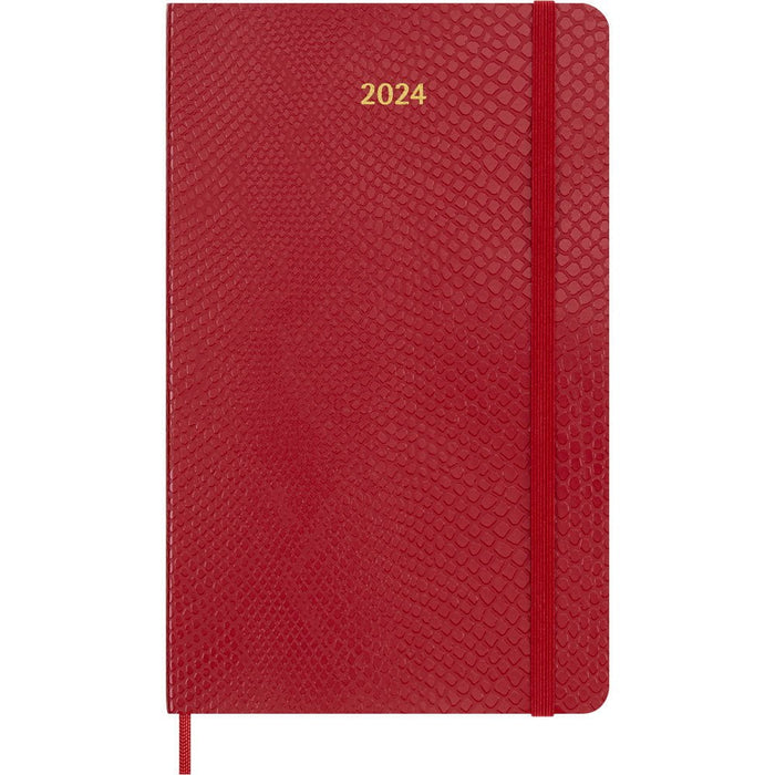 Moleskine Diary 12 Month Weekly + Notes, 130mm x 210mm Large Size, Hard Cover, Precious + Ethical Boa, Texture Red CXMDSPRETK5412WN3Y24B
