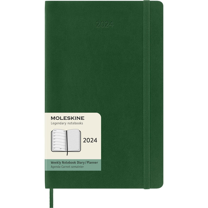 Moleskine Diary 12 Month Weekly + Notes, 130mm x 210mm Large Size, Soft Cover, Myrtle Green CXMDSK1512WN3Y24