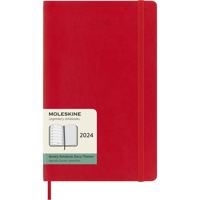 Moleskine Diary 12 Month Weekly + Notes, 130mm x 210mm Large Size, Soft Cover, Scarlet Red CXMDSF212WN3Y24