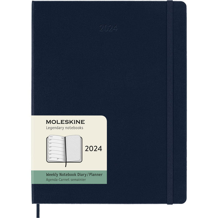 Moleskine Diary 12 Month Weekly + Notes, 190mm x 250mm XL Size, Hard Cover, Sapphire Blue CXMDHB2012WN4Y24