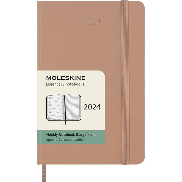 Moleskine Diary 12 Month Weekly + Notes, 90mm x 140mm Pocket Size, Hard Cover, Sandy Brown CXMDHP2612WN2Y24