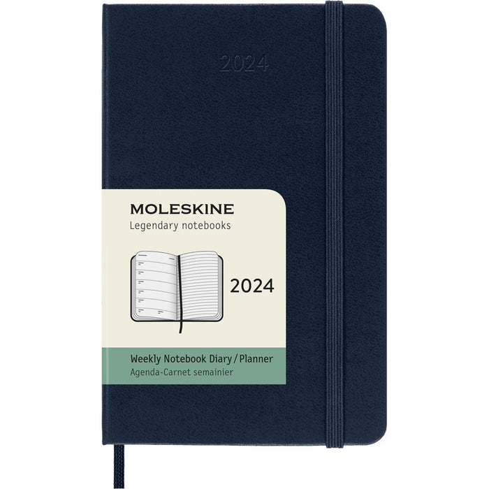 Moleskine Diary 12 Month Weekly + Notes, 90mm x 140mm Pocket Size, Hard Cover, Sapphire Blue CXMDHB2012WN2Y24