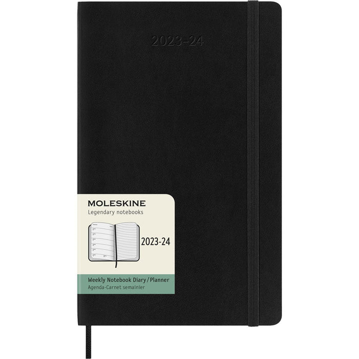 Moleskine Diary 18M Weekly + Notes, 130mm x 210mm Large Size, Soft Cover, Black CXMDSB18WN3Y24