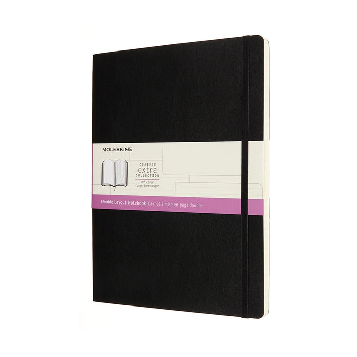 Moleskine Double Layout Notebook, XL, Plain & Ruled, Soft Cover, Black CXMNB413SBK