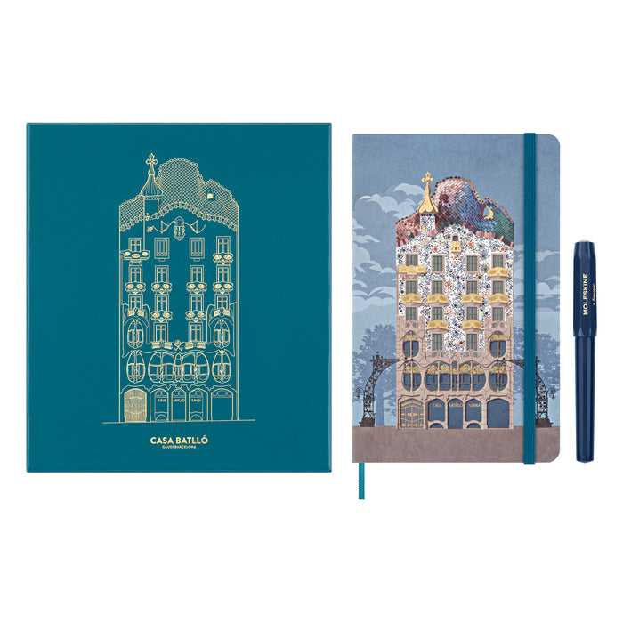 Moleskine Limited Edition Notebook + Cahier Notebook, Large 210mm x 130mm + Kaweco Rollerball Pen, Casa Batllo CX1000451