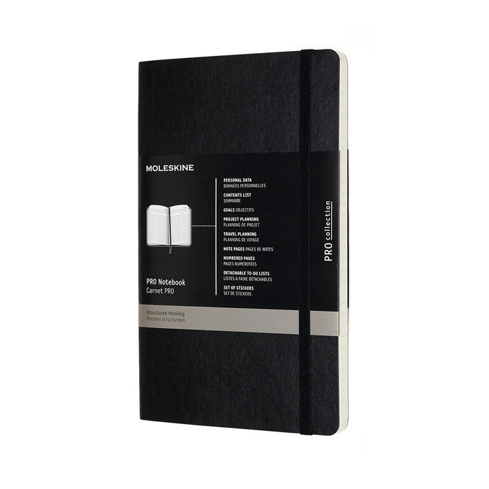 Moleskine Pro Notebook, 130mm x 210mm Large Size, Soft Cover, Black CXMPROPFNTB3SBK