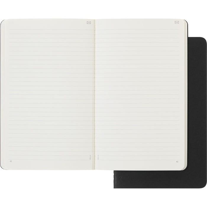 Moleskine Smart Cahier Ruled Journal, 130mm x 210mm Large Size, Black, Pack of 2 CXMSMNLCH31BK