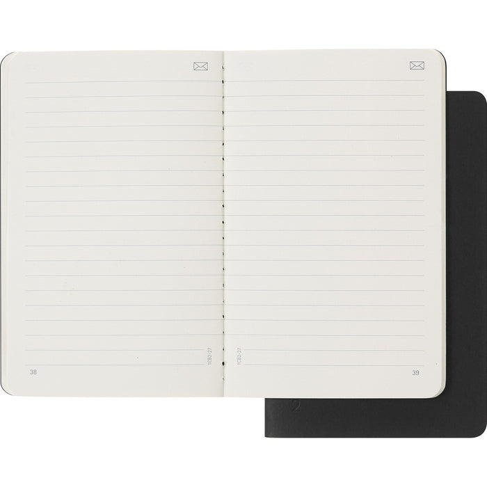 Moleskine Smart Cahier Ruled Journal, 9omm x 140mm Pocket Size, Black, Pack of 2 CXMSMNLCH21BK
