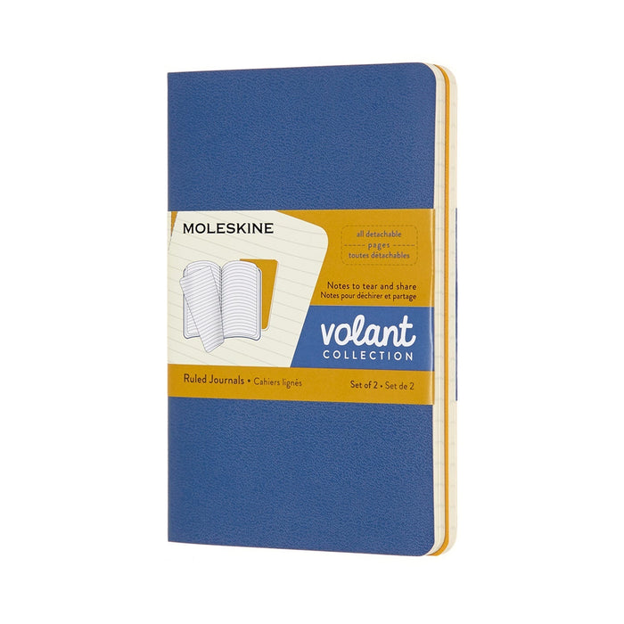 Moleskine Volant Journal, 90mm x 140mm Pocket Size, Ruled, Blue/Amber Yellow CXMQP711B41M17