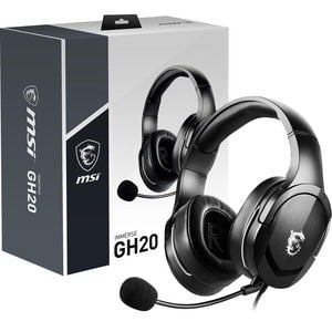 MSI Immerse GH20 Gaming Headset with Microphone - Stereo - Mini-phone (3.5mm) - Wired - 32 Ohm - 20 Hz - 20 kHz - Over-the-head - Binaural - Circumaural - 150 cm Cable - Uni-directional Microphone - Black IM5181624