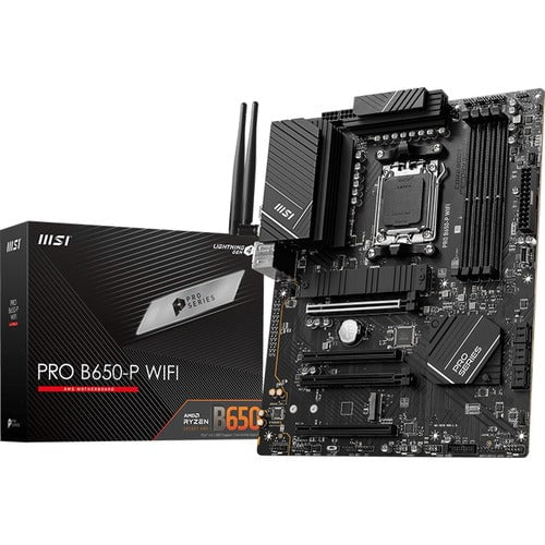 MSI PRO B650-P WIFI Gaming Desktop Motherboard - AMD B650 Chipset - Socket AM5 - ATX - Ryzen 7 Processor Supported - 128 GB DDR5 SDRAM Maximum RAM - DIMM, UDIMM - 4 x Memory Slots - Gigabit Ethernet - IEEE 802.11 a/b/g/n/ac/ax - HDMI - DisplayPort - 6 x S IM5626791