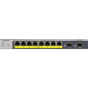 Netgear 8-port Gigabit PoE Smart Switch with 2 Gigabit Fiber SFP - 8 Ports - Manageable - Gigabit Ethernet - 10/100/1000Base-T, 1000Base-X - 2 Layer Supported - Modular - 2 SFP Slots - 59.30 W Power Consumption - 46 W PoE Budget - Optical Fiber, Twisted P IM5202622