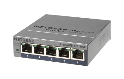 Netgear GS105E Switch, ProSafe Plus 5-Port Gigabit Ethernet NN65041