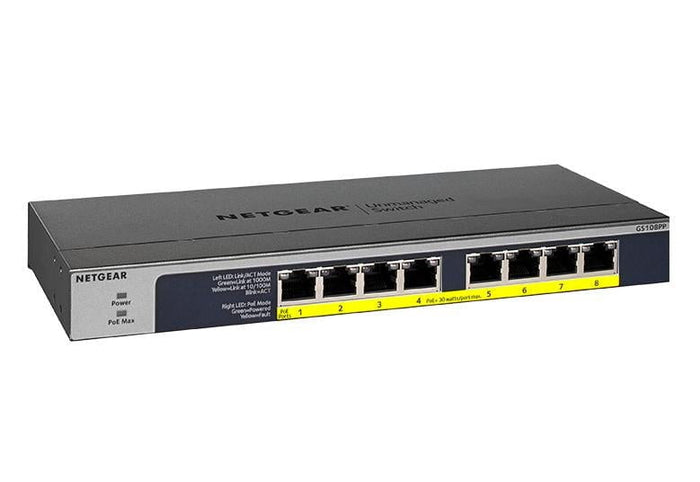 Netgear GS108PP Switch, 8-Port PoE/PoE, Gigabit Ethernet Unmanaged NN76021