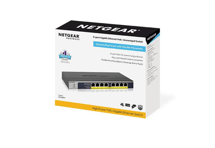 Netgear GS108PP Switch, 8-Port PoE/PoE, Gigabit Ethernet Unmanaged NN76021