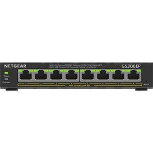 Netgear GS308EP Ethernet Switch - 8 Ports - Gigabit Ethernet - 10/100/1000Base-T - 3 Layer Supported - 62 W PoE Budget - Twisted Pair - PoE Ports - Desktop, Wall Mountable - 5 Year Limited Warranty IM5117635
