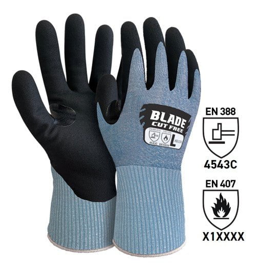 Nitrile Sandy Cut Resistant Gloves x 120 pairs - Extra Extra Large (2XL) (Blue/Black) MPH29838