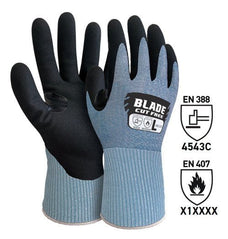 Nitrile Sandy Cut Resistant Gloves x 120 pairs - Large (Blue/Black) MPH29836