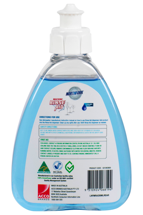 Northfork Dish Washer Machine Rinse Aid 6 x 250ml Pack AO631063800