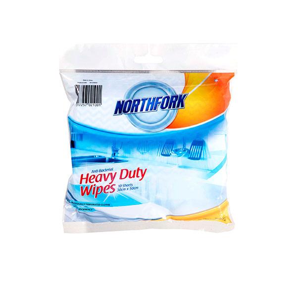 Northfork Heavy Duty Antibacterial Wipes 30cm x 50cm x 10 Sheets AO631254541