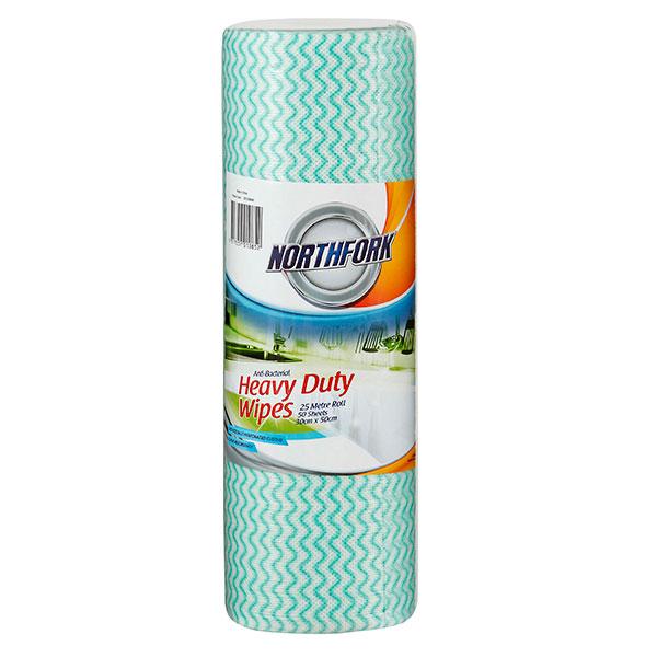 Northfork Heavy Duty Antibacterial Wipes 30cm x 50cm x 50 Sheets - Green AO631254640