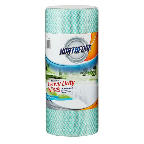 Northfork Heavy Duty Antibacterial Wipes 30cm x 50cm x 90 Sheets - Green AO631253640