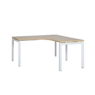 Novah Corner Desk 1500mm x 1500mm x 700mm - White frame / Autumn Oak top MG_NOVWST157W_AO