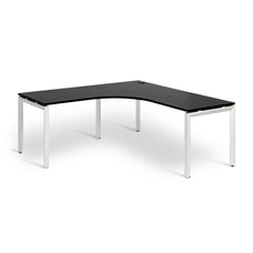 Novah Corner Desk 1800mm x 1800mm x 700mm - White frame / Black Woodgrain top MG_NOVWST187W_BW