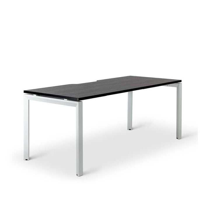 Novah Straight Desk 1500mm x 700mm - White frame / Black Woodgrain top MG_NOVDSK_W_157B