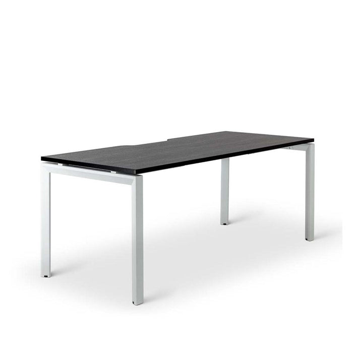 Novah Straight Desk 1500mm x 800mm - White frame / Black Woodgrain top MG_NOVDSK_W_158B