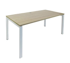 Novah Straight Desk 1600mm x 800mm - White frame / Oak top MG_NOVDSK_W_168O