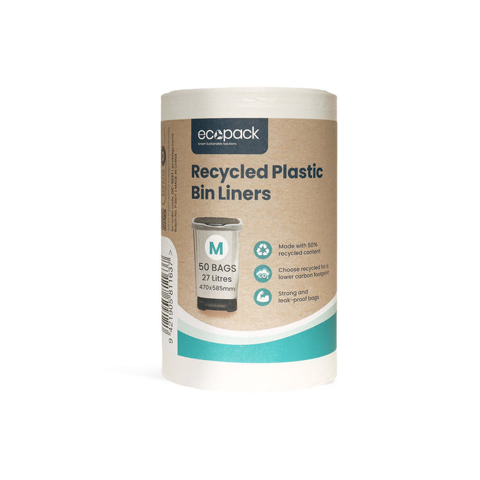 Ocean/Recycled Plastic Bin Liners 27L M, White, 40 Rolls x 50's (2000 bags) ECOC-5527