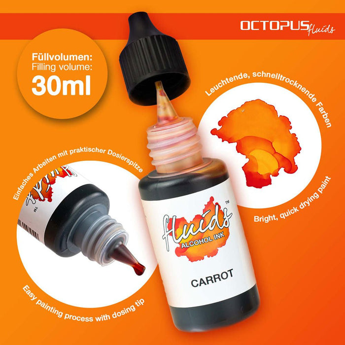 Octopus Fluids Alcohol Ink Carrot Orange 30ml CXOCTOAIOR025