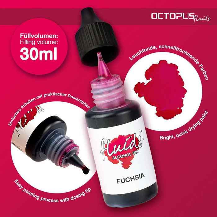 Octopus Fluids Alcohol Ink Fuchsia Pink 30ml CXOCTOAIVT100