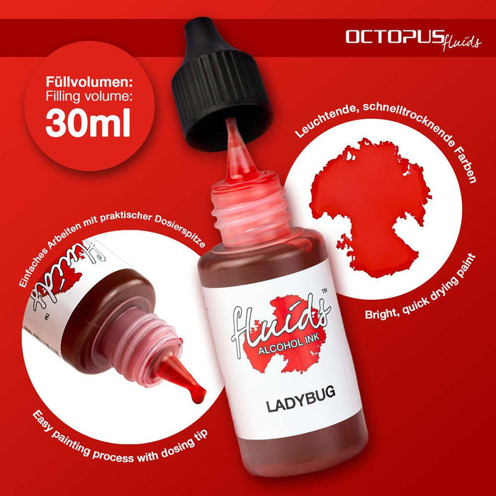 Octopus Fluids Alcohol Ink Ladybug Red 30ml CXOCTOAIRT075