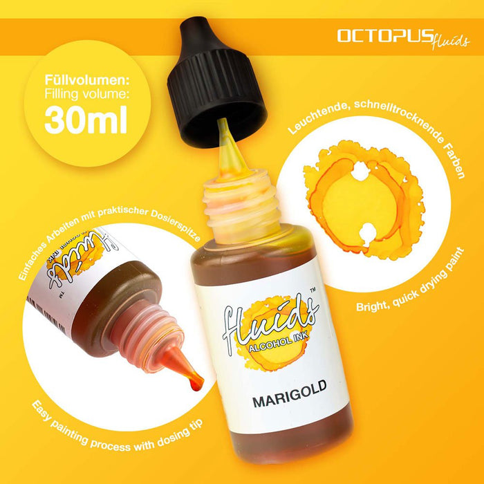 Octopus Fluids Alcohol Ink Marigold Yellow 30ml CXOCTOAIY025