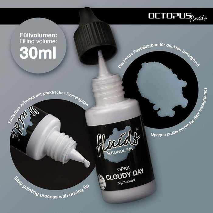 Octopus Fluids Alcohol Ink Opak Cloudy Day Grey 30ml CXOCTOAIPGY025