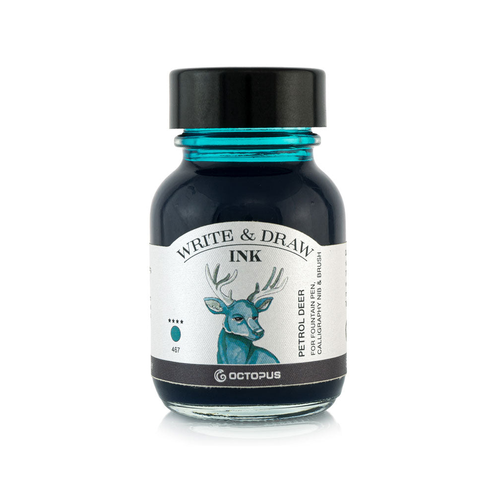 Liquid Writing Ink Octopus Fluids Write and Draw Ink 467 Petrol Deer 50ml | Fountain Pen ...