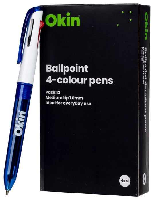 Okin 4 Colour Pen x 12's pack FPIBP4C